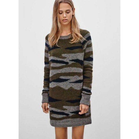 Aritzia WILFRED FREE Carangi Camo Print Alpaca Wool Knit Sweater Dress, Size M - Picture 11 of 13